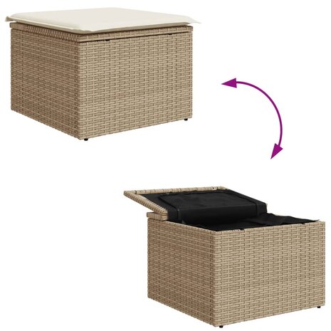 Tuinkruk met kussen 55x55x37 cm poly rattan beige 8