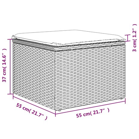 Tuinkruk met kussen 55x55x37 cm poly rattan beige 10