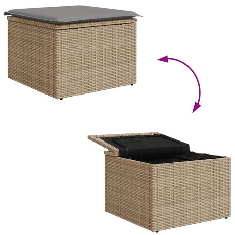 Tuinkruk met kussen 55x55x37 cm poly rattan beige 8