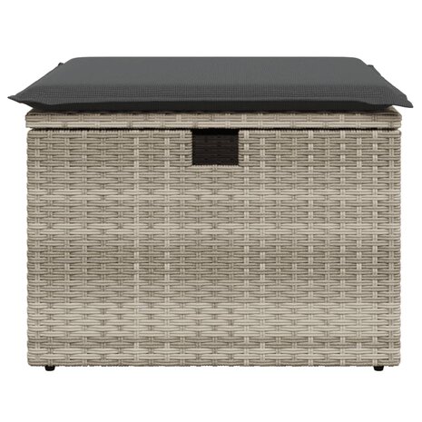 Tuinkruk met kussen 55x55x37 cm poly rattan lichtgrijs 4