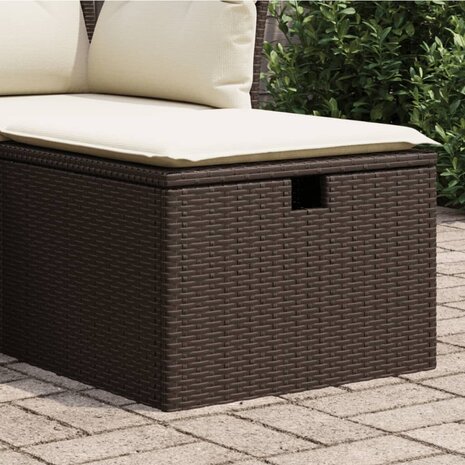 Tuinkruk met kussen 55x55x37 cm poly rattan bruin 1