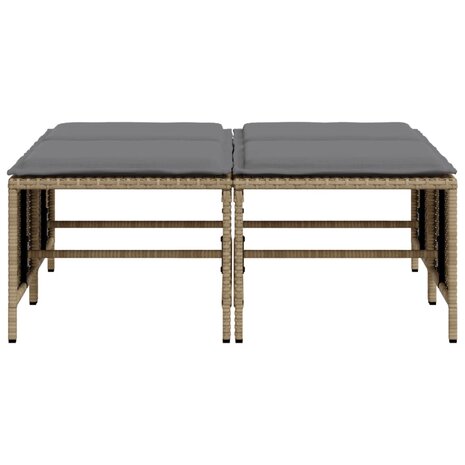 Tuinkrukken met kussens 4 st poly rattan beige 4