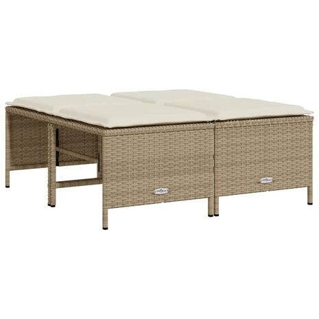 Tuinkrukken met kussens 4 st poly rattan beige 2