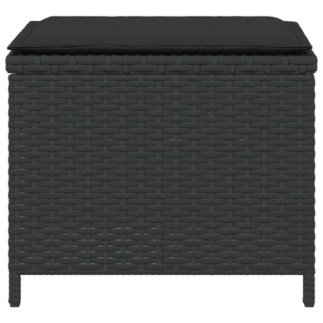 Tuinkrukken 4 st met kussens 40x40x35 cm poly rattan zwart 6