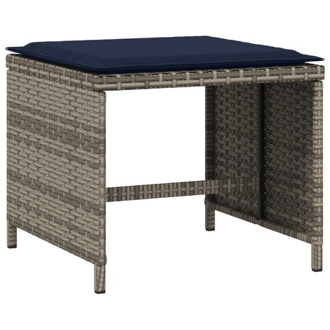 Tuinkrukken 4 st met kussens 40x40x35 cm poly rattan grijs 3