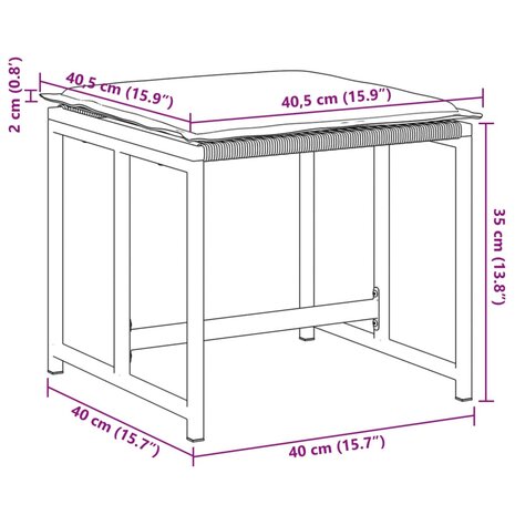 Tuinkrukken met kussens 4 st poly rattan zwart 8