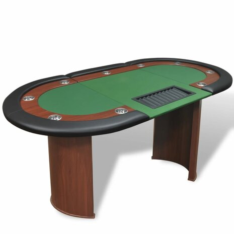 Pokertafel voor 10 personen met dealervak en fichebak groen  1