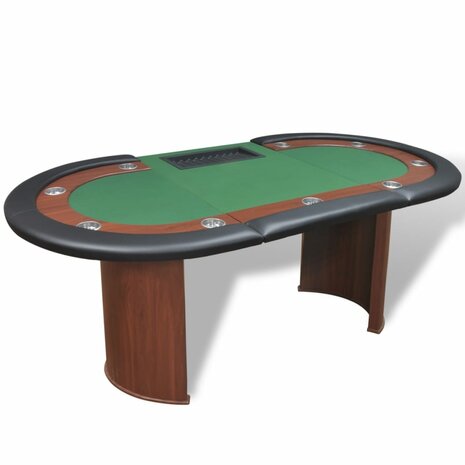 Pokertafel voor 10 personen met dealervak en fichebak groen  4