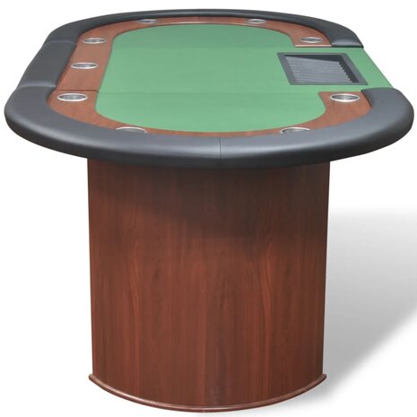 Pokertafel voor 10 personen met dealervak en fichebak groen  5