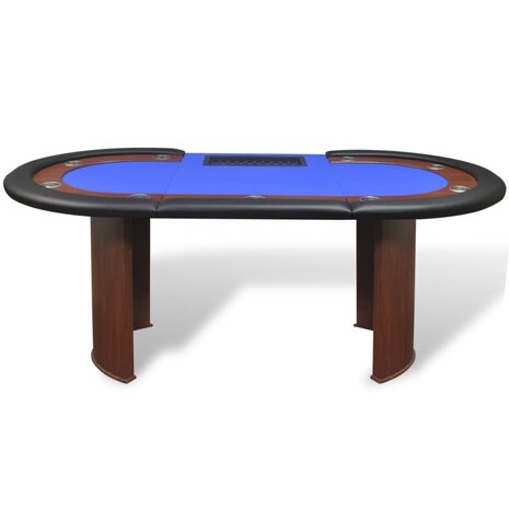 Pokertafel voor 10 personen met dealervak en fichebak blauw  3