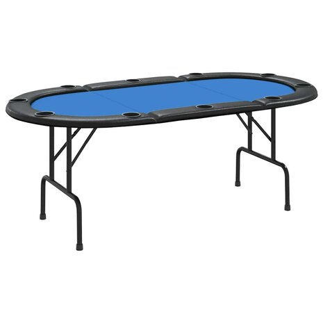 Pokertafel voor 10 spelers inklapbaar 206x106x75 cm blauw 2