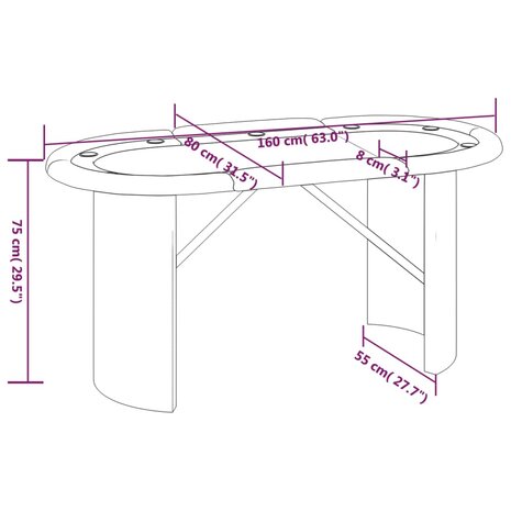 Pokertafel voor 10 spelers 160x80x75 cm groen 5