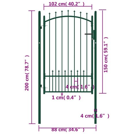 Poort met speerpunten 100x150 cm staal groen 5