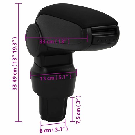 Armsteun 13x33x(33-49) cm ABS zwart 11