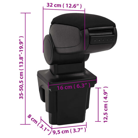 Armsteun 16x32x(35-50,5) cm ABS zwart 10