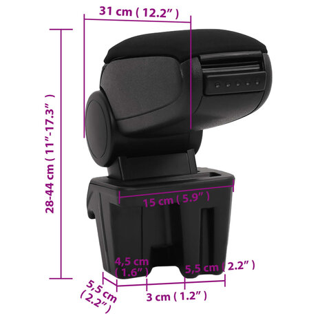 Armsteun 15x31x(28-44) cm ABS zwart 10