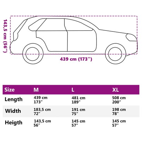 Autohoes voor SUV M nonwoven stof volledig grijs 11