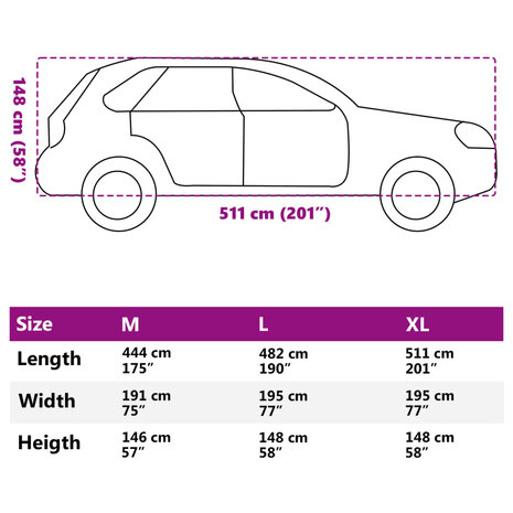 Autohoes voor SUV hagelbescherming XL zilverkleurig en grijs 11