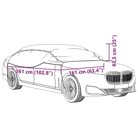 Autohoes voor helft van de auto met haken M PEVA zilverkleurig 9