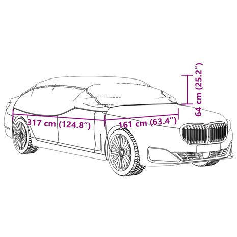 Autohoes half met haken XL PEVA zilverkleurig 9