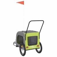 Hondenfietstrailer oxford stof en ijzer groen en grijs 8