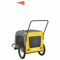 Hondenfietstrailer oxford stof en ijzer geel en grijs 8