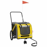 Hondenfietstrailer oxford stof en ijzer geel en grijs 2