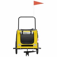 Hondenfietstrailer oxford stof en ijzer geel en grijs 4
