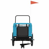 Hondenfietstrailer oxford stof en ijzer blauw en zwart 3