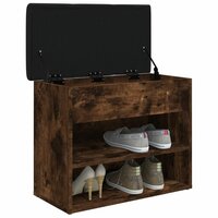 Schoenenbankje 62x32x50 cm bewerkt hout gerookt eikenkleurig 4
