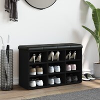 Schoenenbank 82x32x50 cm bewerkt hout zwart 3