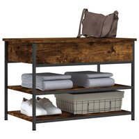 Schoenenbankje 70x42,5x50 cm bewerkt hout gerookt eikenkleurig 4