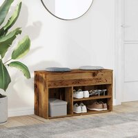 Schoenenbank 80x30x45 cm bewerkt hout oud houtkleurig 3