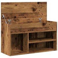 Schoenenbank 80x30x45 cm bewerkt hout oud houtkleurig 7