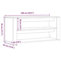 Schoenenbank 100x35x45 cm bewerkt hout oud houtkleurig 9
