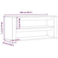 Schoenenbankje 100x35x45 cm bewerkt hout artisanaal eikenkleur 9