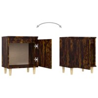 Nachtkastje met houten poten 40x30x50 cm gerookt eikenkleurig 5