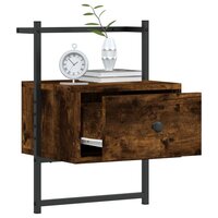 Nachtkastje wandgemonteerd 35x30x51 cm hout gerookt eikenkleur 3