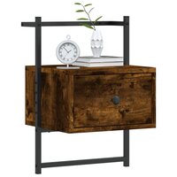 Nachtkastje wandgemonteerd 35x30x51 cm hout gerookt eikenkleur 4