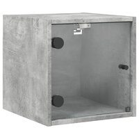 Nachtkastje met glazen deur 35x37x35 cm betongrijs 2