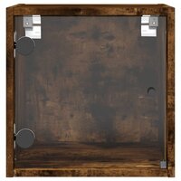 Nachtkastje met glazen deur 35x37x35 cm gerookt eikenkleurig 6