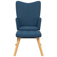 Schommelstoel met voetenbank stof blauw 3