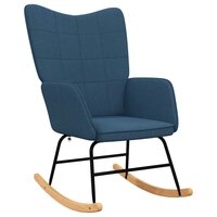 Schommelstoel met voetenbank stof blauw 4