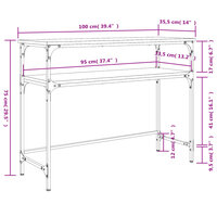 Wandtafel 100x35,5x75 cm bewerkt hout gerookt eikenkleurig 9