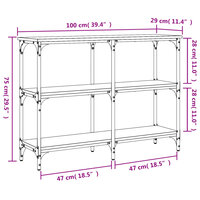 Wandtafel 100x29x75 cm bewerkt hout gerookt eikenkleurig 9