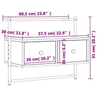 Tv-meubel wandgemonteerd 60,5x30x51 cm hout bruin eikenkleur 9