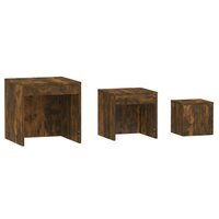 3-delige Tafeltjesset bewerkt hout gerookt eikenkleurig 6