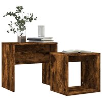 2-delige Tafeltjesset bewerkt hout gerookt eikenkleurig 3