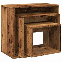 3-delige Tafeltjesset bewerkt hout oud houtkleurig 7