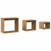 3-delige Tafeltjesset bewerkt hout artisanaal eikenkleur 2